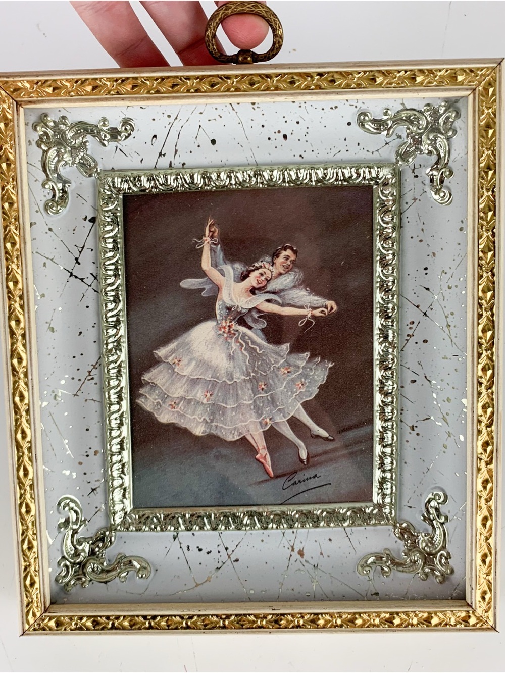 Vintage Framed Ballerina Pas De Deux Art Print By Carina Hollywood Regency